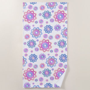 Serviette De Plage Coloré Lotus Simple Rose Pastel Vert