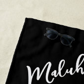 Serviette De Plage Coloré Tropical Hawaiian Peace Love Noir (En situation)