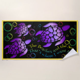 Serviette de plage colorée de conception de tortue