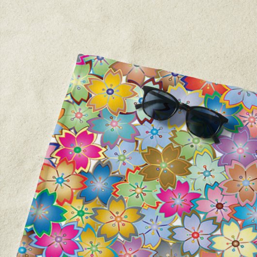 Serviette de plage colorée Floral Design (En situation)