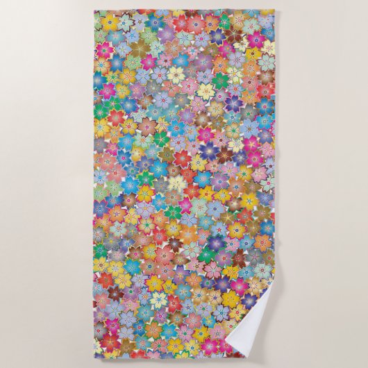 Serviette de plage colorée Floral Design (Devant)
