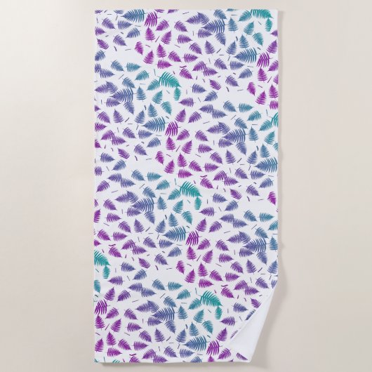 Serviette de plage colorée Funky Fern Motif (Devant)