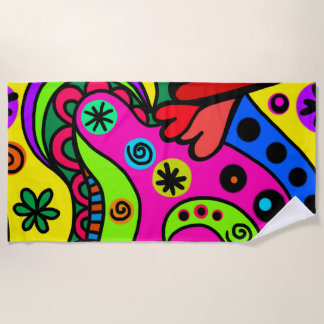 Serviette de plage colorée psychédélique bohémienn