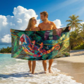 Serviette de plage colorée Tropical Chameleon