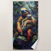 Serviette De Plage Colorée Tropical Sloth & Baby Beach Towel (Devant)