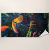 Serviette de plage colorée Tropical Toucan (Devant)