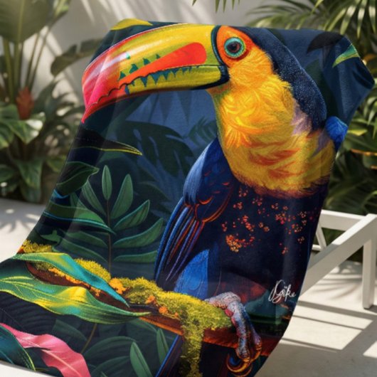 Serviette de plage colorée Tropical Toucan