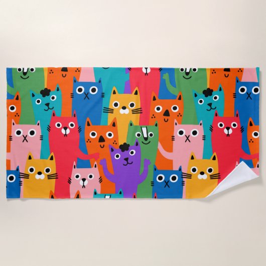 Serviette De Plage Colorful cats (Devant)