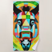 Serviette De Plage Colorful Donkey Geometric Art Abstract (Devant)