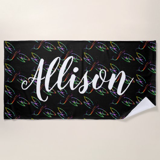Serviette De Plage Colorful dragonflies personalized beach towel (Devant)
