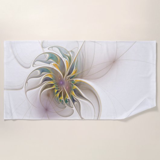 Serviette De Plage Colorful fractal ornament. Flower art (Devant)