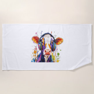 Serviette De Plage Colorful Highland Cow