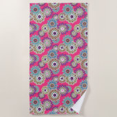 Serviette De Plage Colorful rustic floral pattern retro (Devant)