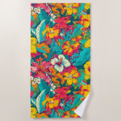 Serviette De Plage Colorful Tropical Flowers Pattern (Devant)