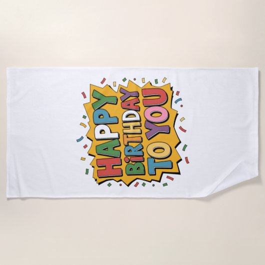Serviette De Plage Comic Burst Joyeux Anniversaire (Devant)