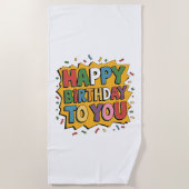 Serviette De Plage Comic Burst Joyeux Anniversaire (Devant)