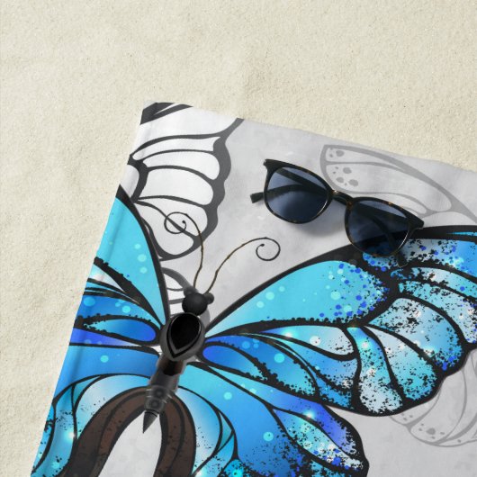 Serviette De Plage Composition des papillons blancs et bleus (En situation)
