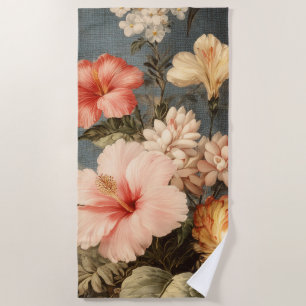 Serviette De Plage Composition florale vintage vibrante