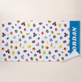 Serviette De Plage Comprendre le Motif des faces | Ajouter Votre Nom (Devant)