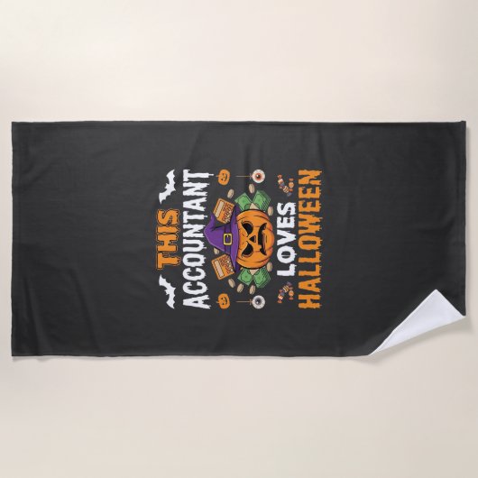 Serviette De Plage Comptable Aime Halloween Citrouille Comptable Desi (Devant)