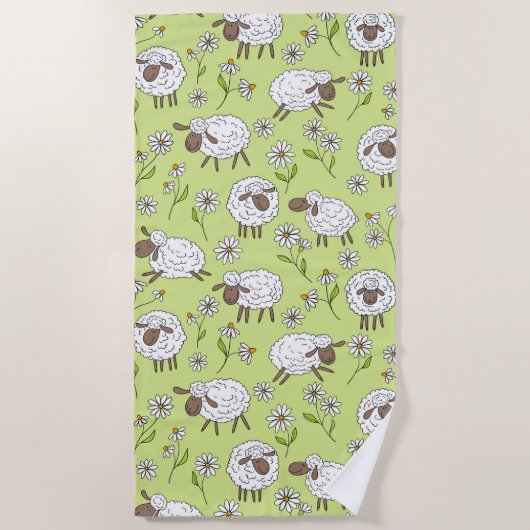 Serviette De Plage Compter les moutons sur le vert de rosée miel (Devant)
