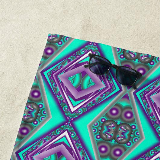 Serviette De Plage Concentré Cerclé Au Point Abstrait (En situation)