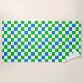 Serviette De Plage Conception à carreaux bleu blanc vert (Devant)