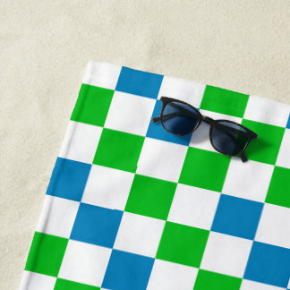 Serviette De Plage Conception à carreaux bleu blanc vert
