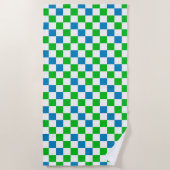 Serviette De Plage Conception à carreaux bleu blanc vert (Devant)