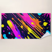 Serviette De Plage Conception Abstraite de brillance en néon dynamiqu (Devant)