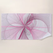 Serviette De Plage Conception Abstraite de fractal rose pâle moderne (Devant)