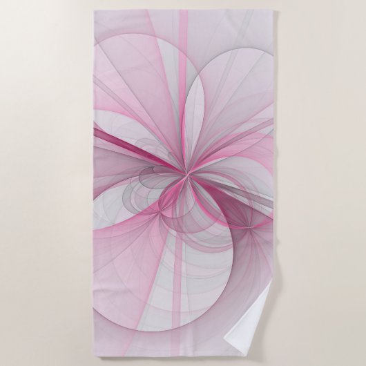 Serviette De Plage Conception Abstraite de fractal rose pâle moderne (Devant)