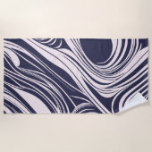 Serviette De Plage conception Abstraite de tourbillons liquides bleus (Devant)