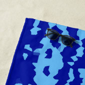 Serviette De Plage Conception Abstraite Irrégulière Bleu Cyan (En situation)
