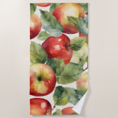 Serviette De Plage Conception aquarelle de pommes fraîches (Devant)