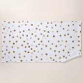 Serviette De Plage Conception blanche de points dorés girly (Devant)