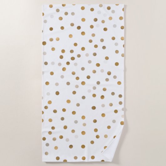 Serviette De Plage Conception blanche de points dorés girly (Devant)