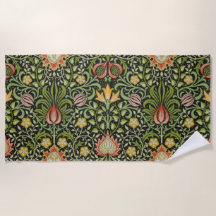 Serviette De Plage Conception botanique florale persane de William Mo