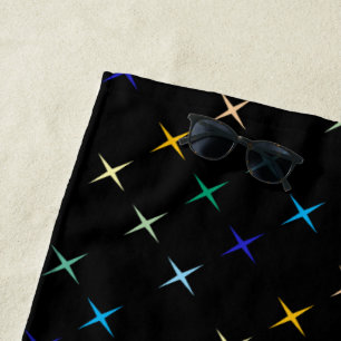 Serviette De Plage Conception d'art géométrique étoilé rétro milieu d