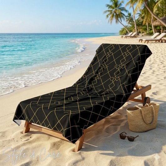 Serviette De Plage Conception de boîte géométrique dorée élégante Noi