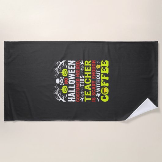 Serviette De Plage Conception de café assez effrayant pour Halloween (Devant)