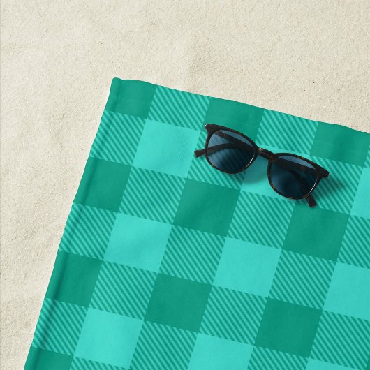 Serviette De Plage Conception de carreaux à carreaux gingham sarcelle