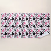 Serviette De Plage Conception de ceintures rose et noire (Devant)