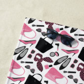 Serviette De Plage Conception de ceintures rose et noire (En situation)