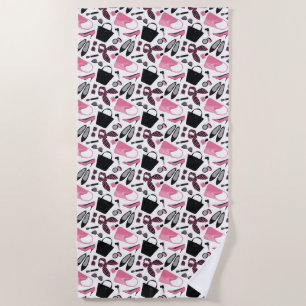 Serviette De Plage Conception de ceintures rose et noire