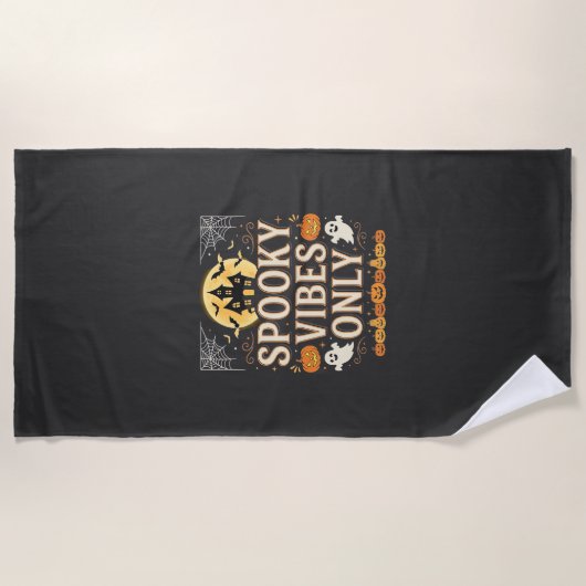 Serviette De Plage Conception de château fantôme Halloween Vibes Somb (Devant)