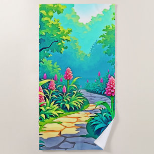 Serviette De Plage Conception de chemin de jardin magique