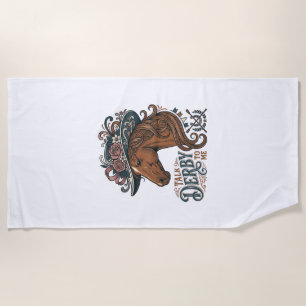 Serviette De Plage Conception de chemise à chapeau floral de cheval d