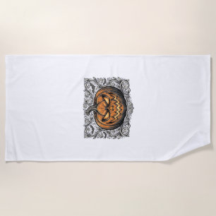 Serviette De Plage Conception de chemise de citrouille Halloween Grav