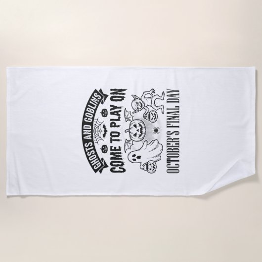 Serviette De Plage Conception de chemise Halloween Fantômes et Gobeli (Devant)